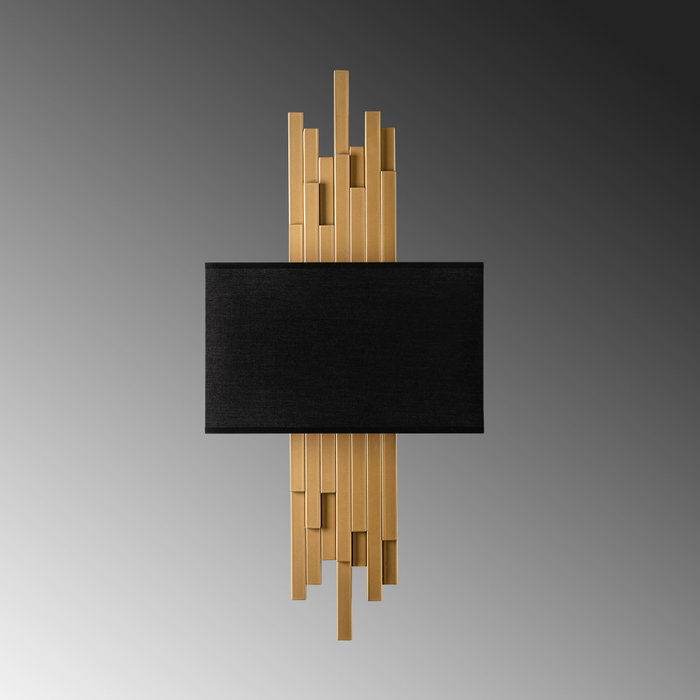Opviq Axıs - 15114 Lámpara de Pared de Metal y Tela Dorado y Negro